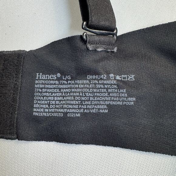 Hanes DHHU42 Ultra-Light Comfort V-Neck Wireless Bra Black Size Large - Picture 5 of 6